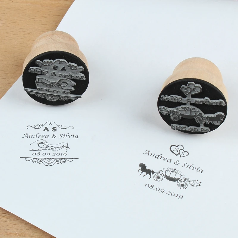 Diameter 4.5cm custom name date Personalized  logo wooden stamp seal for DIY Invitation stationery wedding decoration