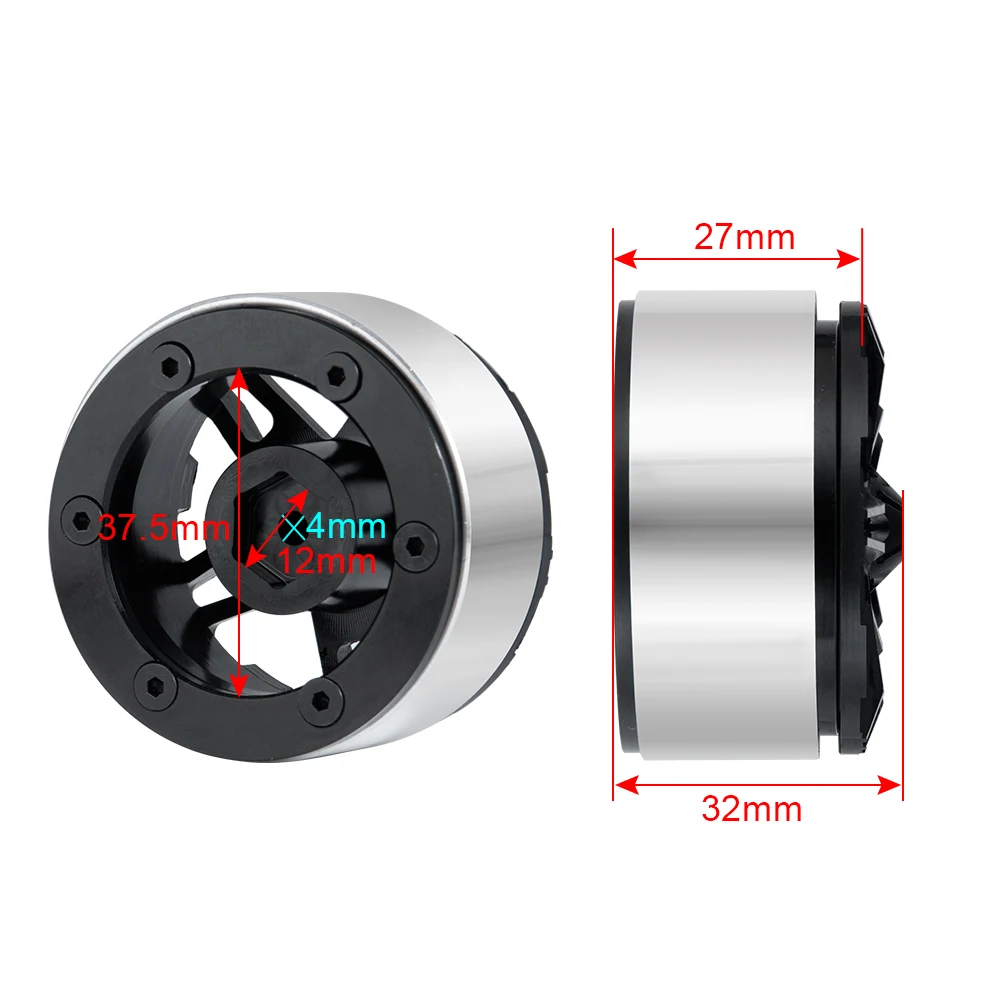 AXSPEED Five-pointed Star 1.9 Inch Alloy Metal Beadlock Wheel Rims for Axial SCX10 D90 CC01 TRX-4 1/10 RC Crawler Car Model Part