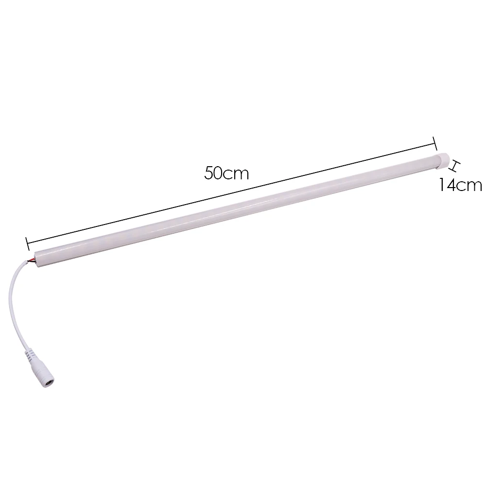 10W LED Bar Light 12V Hard LED Tube Rigid Strip Cabinet Lights 50cm 36 LED Bar Kitchen Lamp Aluminum + Clear/Milky Cover + Power