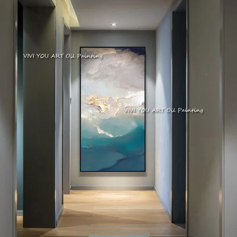 

The Fashion Blue Sky View Creative Wall Art Canvas Handpainted Wall Pictures Cuadro Modern Abstract Painting for Home Decoration