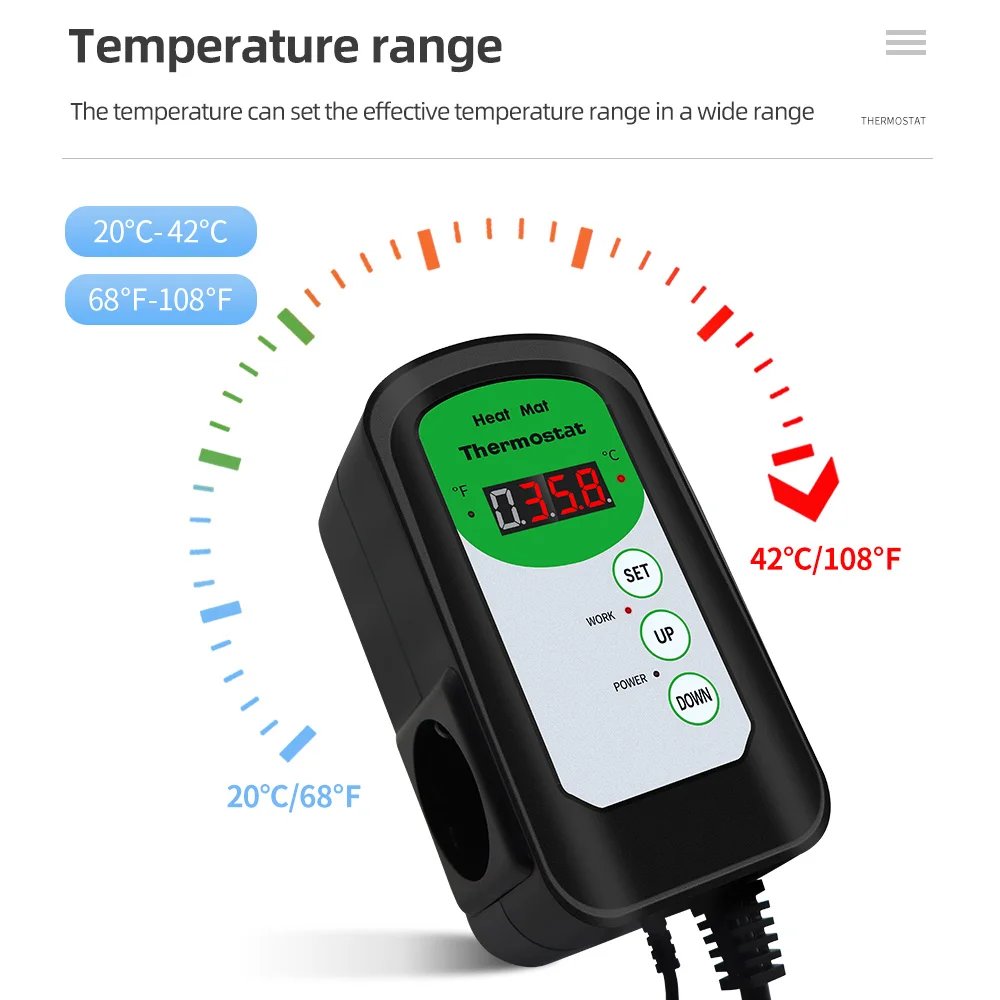 Cyfrowy mata grzewcza termostat 1000W regulator temperatury dla rośliny hydroponiczne kiełkowanie nasion gady warzenia artykuły dla zwierząt