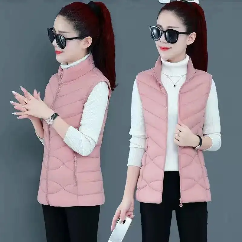 2021 Mới Cotton Áo Đệm Áo Khoác Phao Nữ Thu Đông Thời Trang Áo Vest Đen Ngắn Cotton Áo Khoác Nữ Nóc Áo Khoác