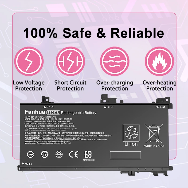 Fanhua 15.4V TE04XL Pin Dành Cho Laptop HP Điềm 15-AX200 15- AX210TX AX218TX AX235NF AX243DX AX250WM Pavilion 15-BC215TX BC218TX