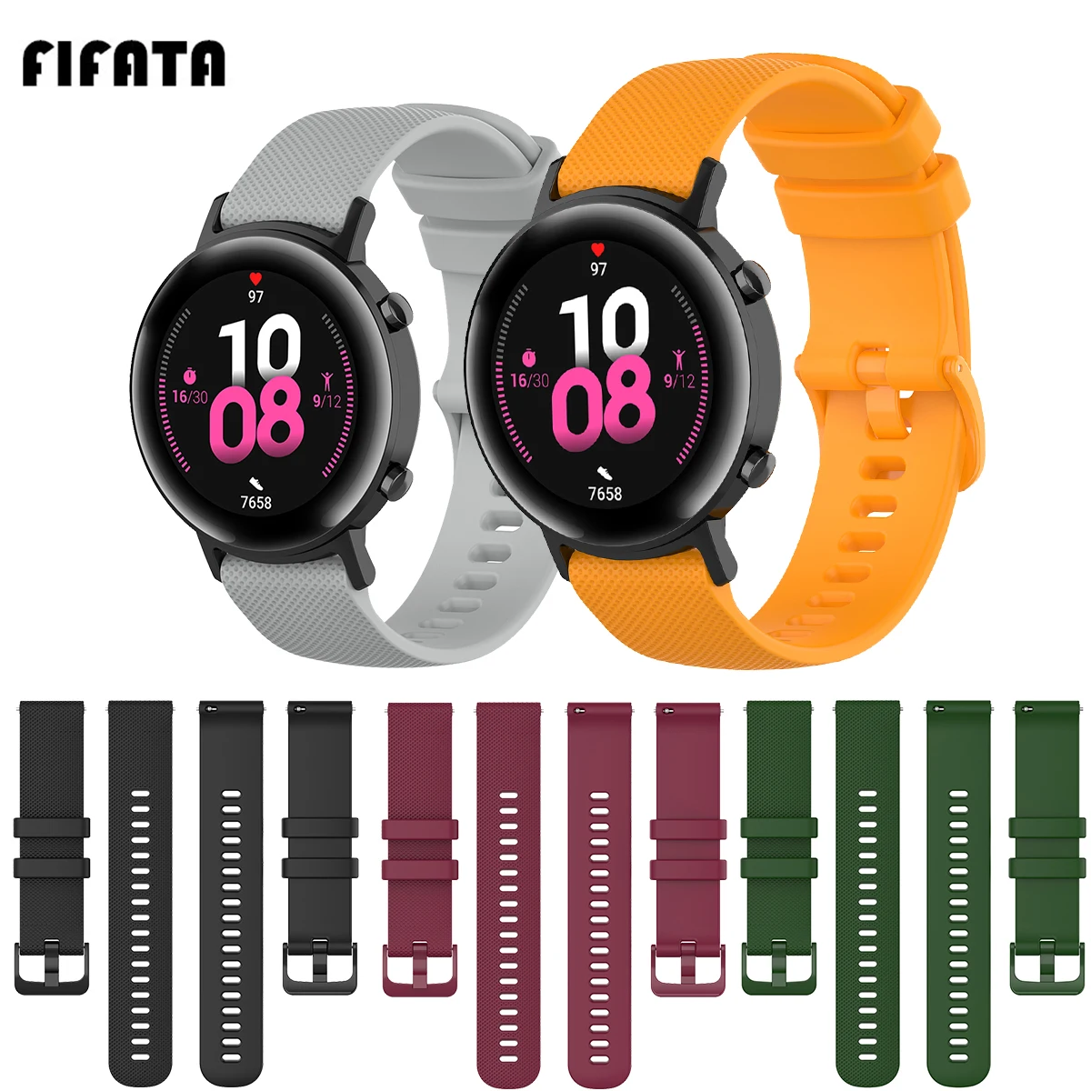 Fifata 20 22 Mm Silikon Gelang Jam untuk Huawei Watch GT 2/Xiaomi Huami Amazfit GTR 47 42 Mm/ bip/Garmin Venu/Polar Ignit Smart Watch