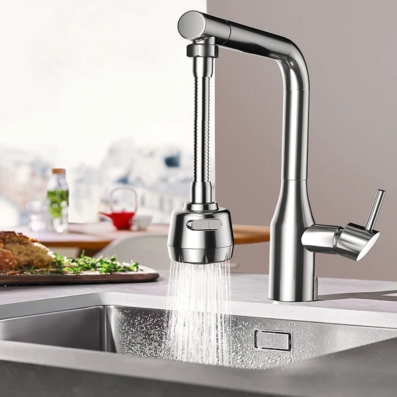 Przedłużenie kranu wody obrót o 360 ° regulowany przedłużacz do kranu do kuchni akcesoria łazienkowe Extender Faucet
