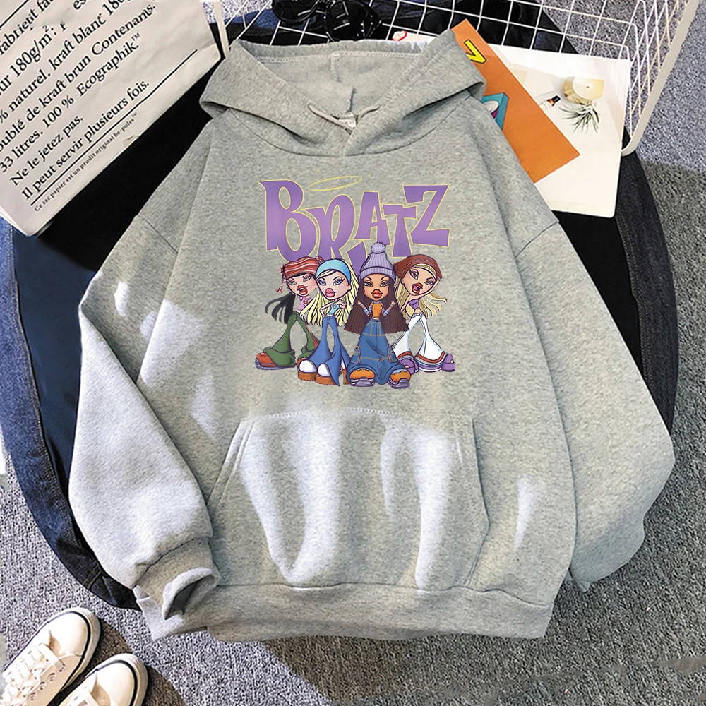 Bratz Hoodie Women\'s Sweatshirt Casual Pullover Thick bratz Clothes Men Sudadera Japanese Streetwear Purple Long Sleeve y2k Tops