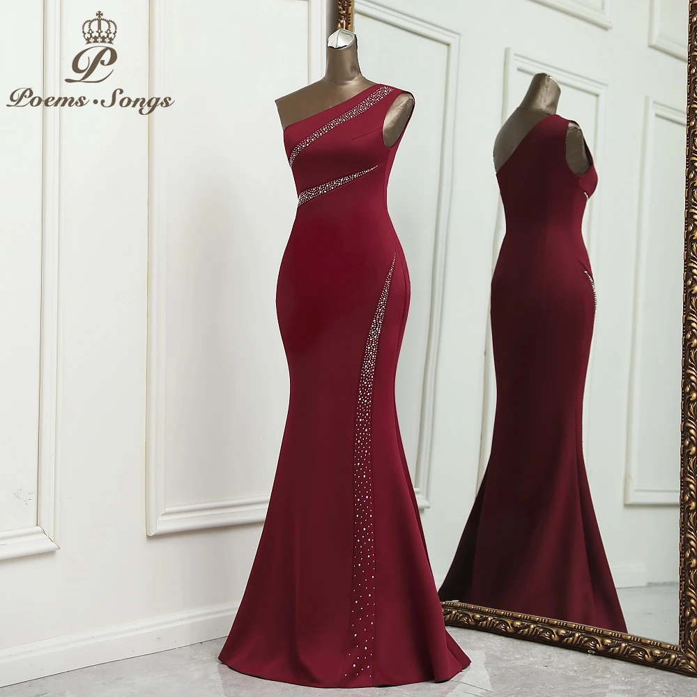 Sexy One shoulder evening dress vestidos formales vestidos de fiesta robe de soiree de mariage robe longue prom dress