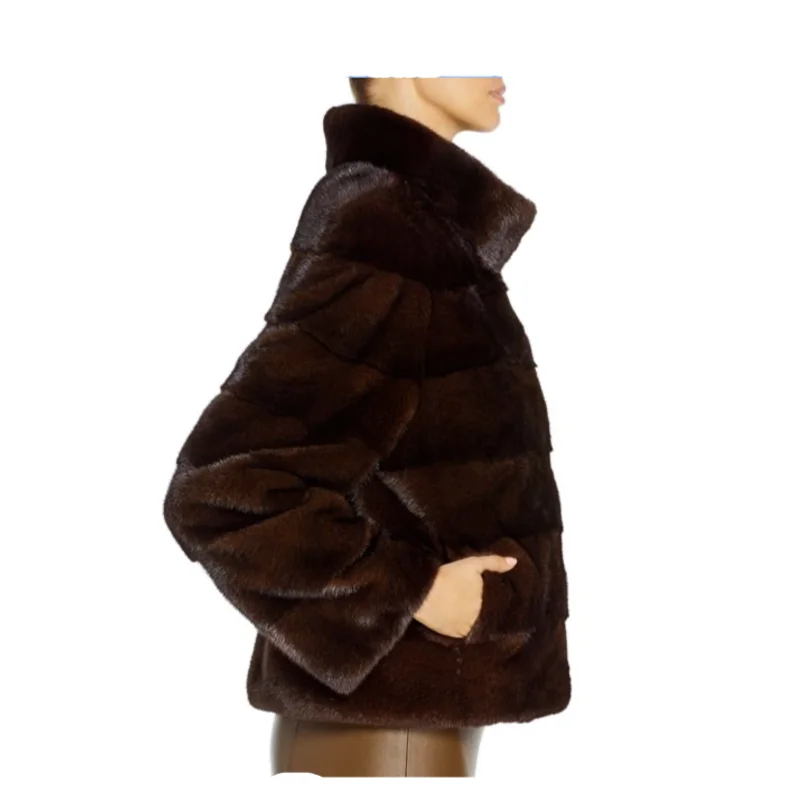 Natürliche echte Nerzmäntel für Damen, kurzer Stil, Wintermode, neu,