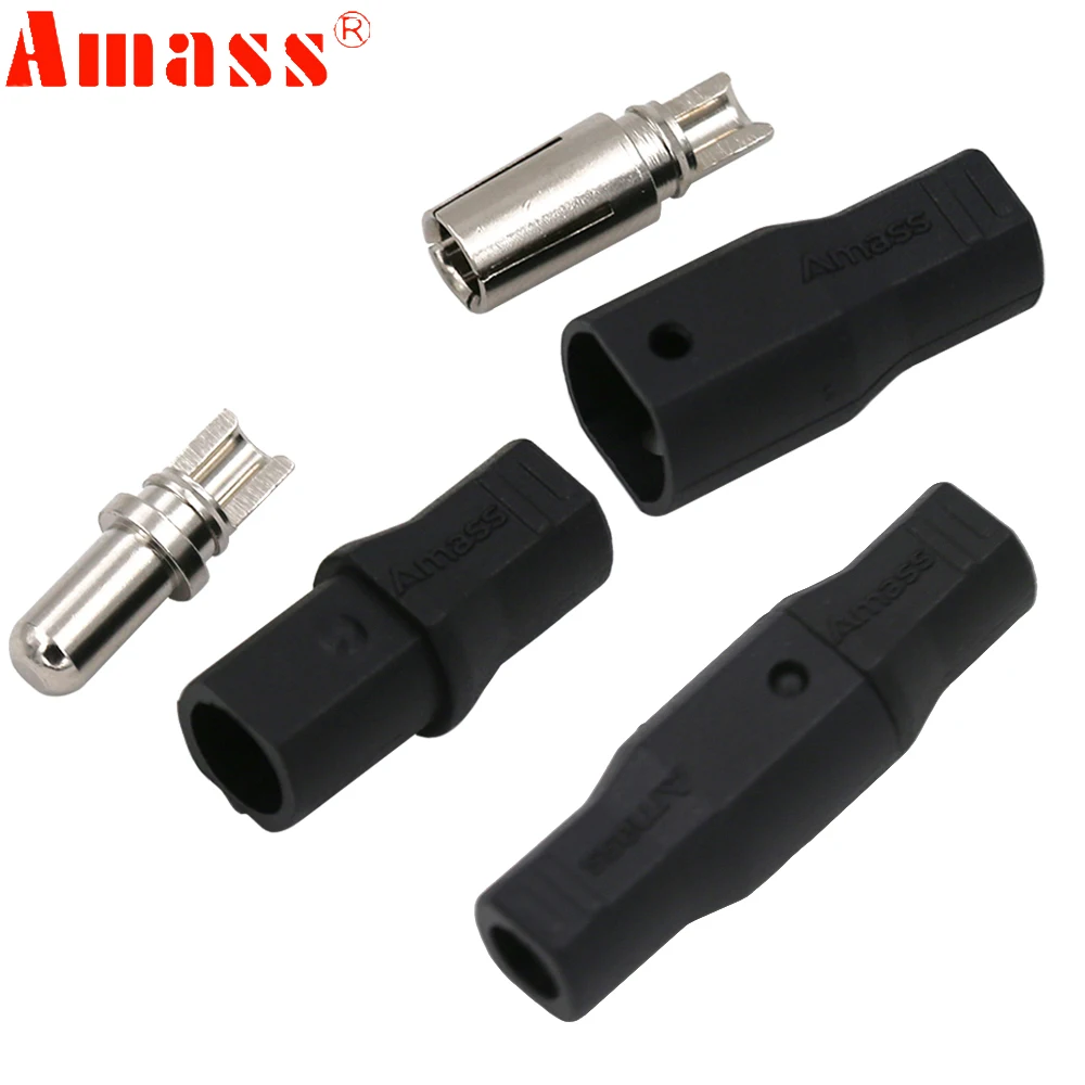 5/10Pair Amass SH4.0U DC500V 35A-50A 4.0mm Bullet Connector with Protective Sleeves For RC Lipo Battery ESC Motor Quadcopter