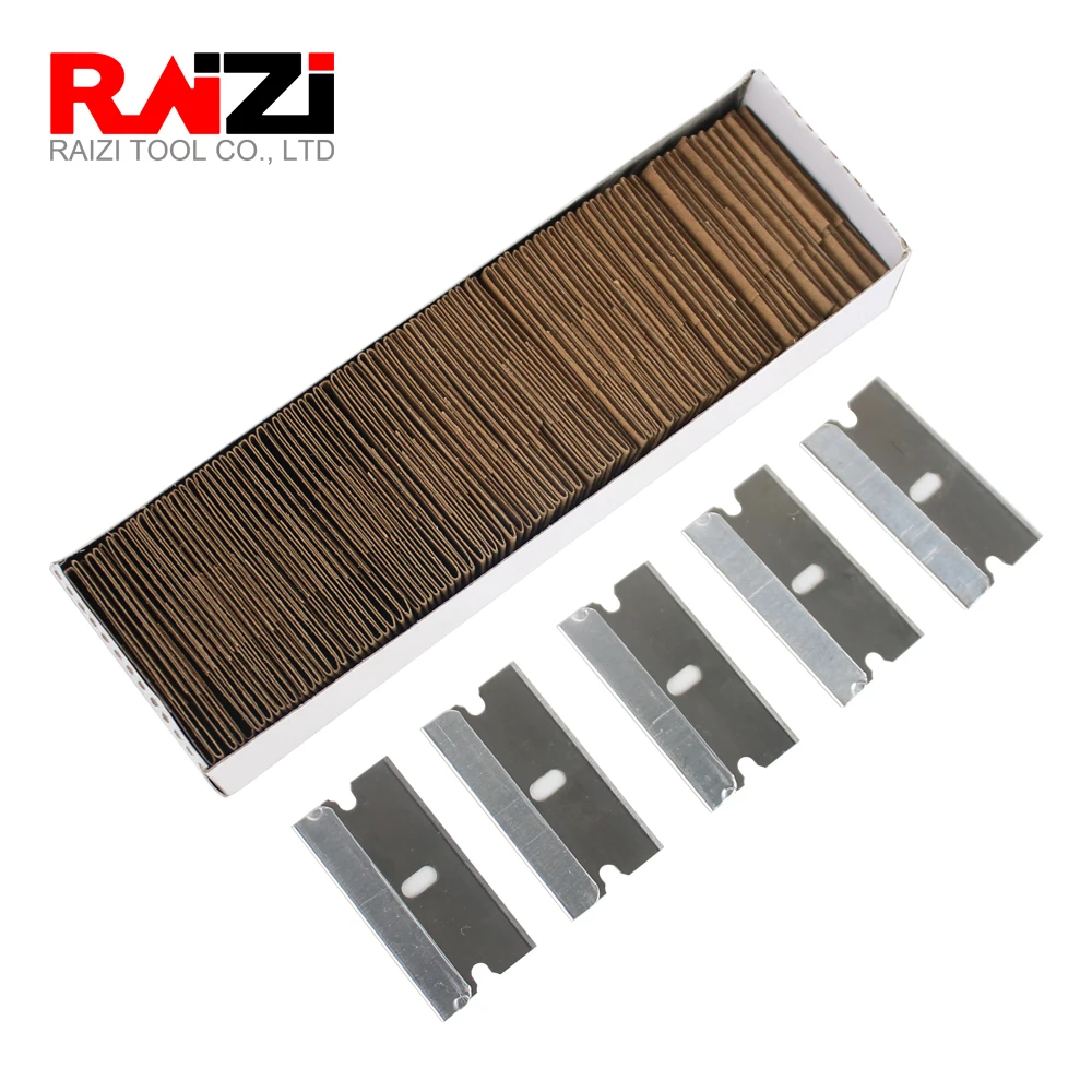 Raizi 100 Pcs Safety Single Edged Razor Blades for Excessive Adhesives Old Film Glue Scraper Removal DIY tools