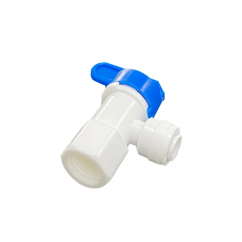 Plastic Ball Valve RO Water Reverse Osmosis System L Type Pressure Barrel  1/4 Quick Fitting And 1/4 Inside Thread