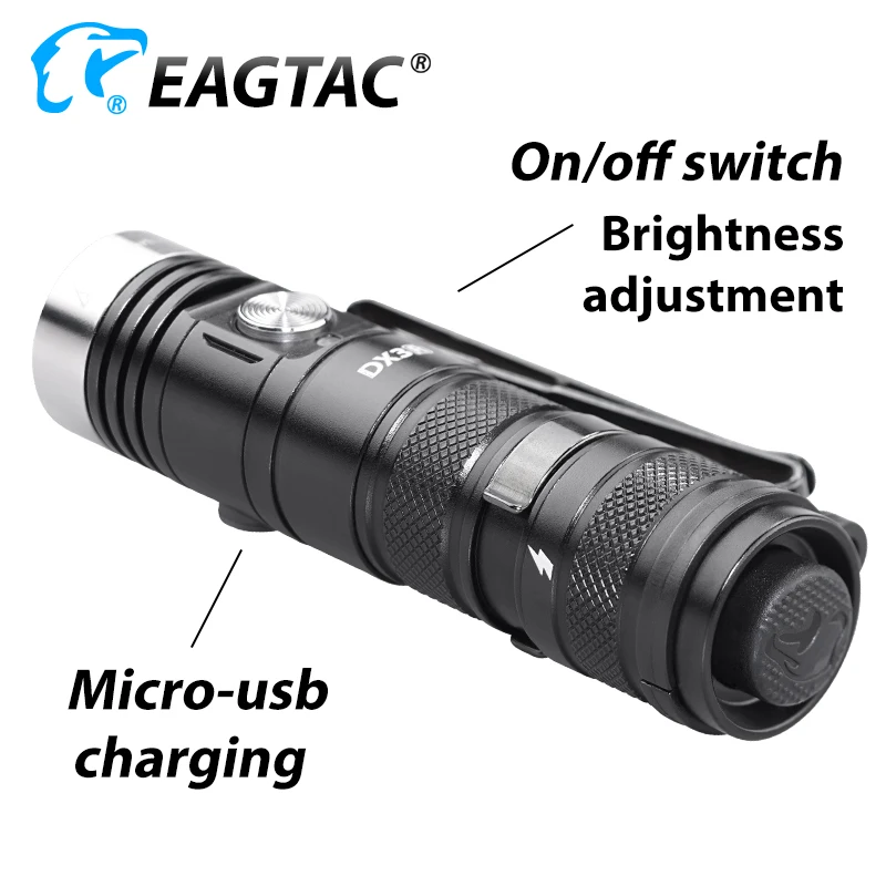 EAGTAC-Mini lampe de poche LED super injuste, torche de poche, lampe EDC, aste par USB, DX3B, MKII, SST70, SFT40, 3100 lumens, 18350 inclus