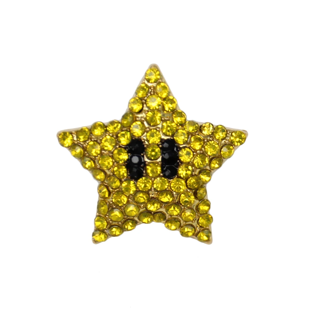 Cute 26 MM Small Yellow Rhinestone Crystal Star Brooch Cartoon Pin For Women