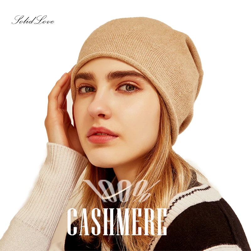 100% Cashmere Hat Women Real Natural Cashmere Hat Men Unisex Warm Comfortable Hand-knitted Cashmere Kid Hat Seamless Knitted