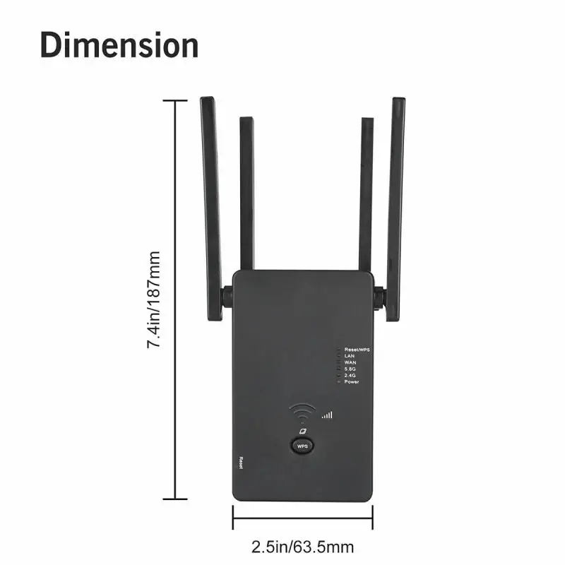 WiFi Range Extender Repeater Router AC1200M WiFi Booster Access Point 2.4 GHz 5GHz Dual Band WiFi Extender US EU Plug wiFi Repeater