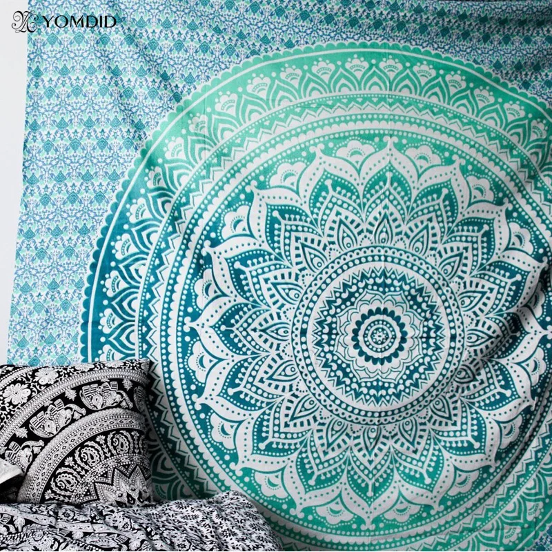 Indian Mandala Tapijt Muur Opknoping Multifunctionele Tapestry Boho Gedrukt Sprei Cover Yoga Mat Deken Picknick Doek