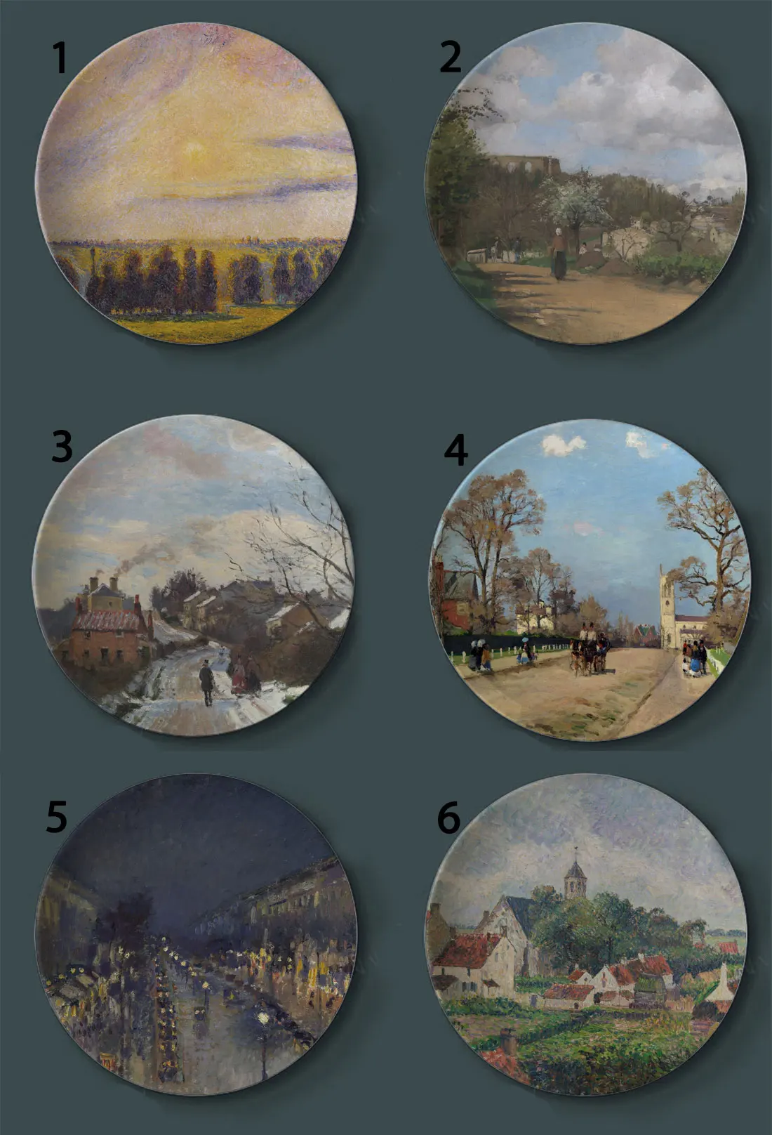 

Camille Pissarro Painting Decorative Plates France Home Artistic Dish Living Room Background Display Pastoral Landscape Painting