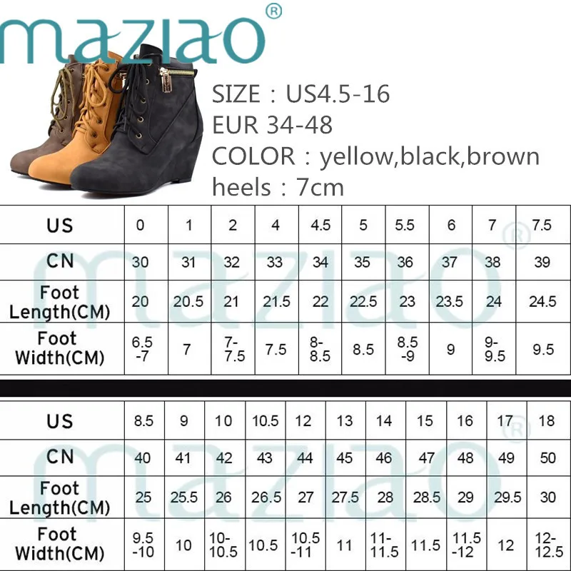 Flock Round Toe High Heels Ankle Boots for Women Lace-Up Zipper Wedges Boots Ladies Winter Shoes Woman Black Yellow Boots Women