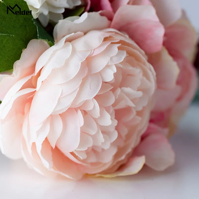 Meldel-ramo de novia de seda Artificial, de hortensia Pompón, flores, soporte para damas de honor, suministros para el hogar y la boda