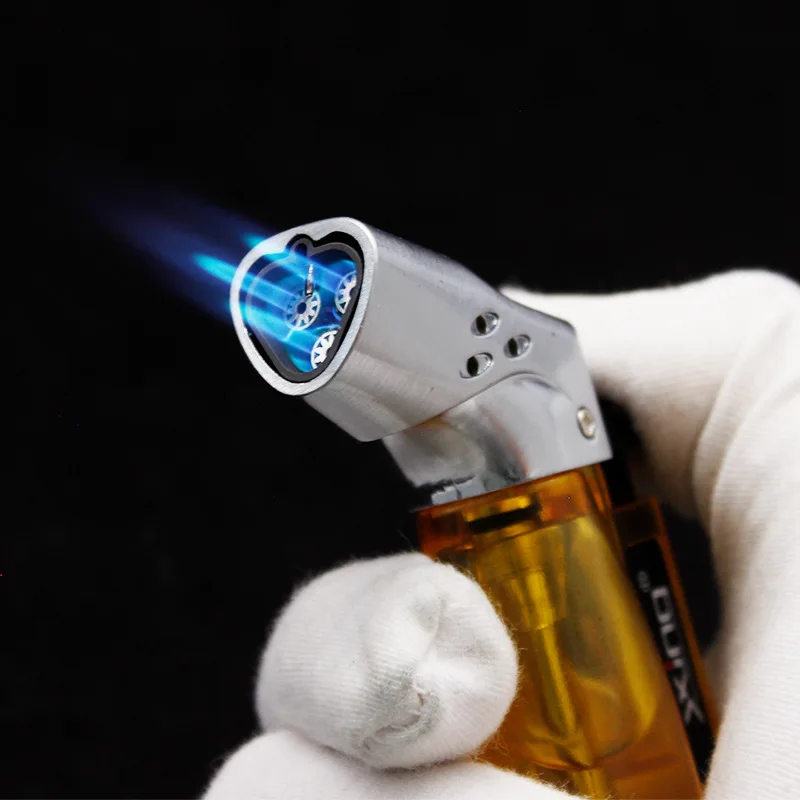 Cigar Triple Torch Lighter Windproof Stright Flame Butane Refillable Jet Lighters Fuel Visible