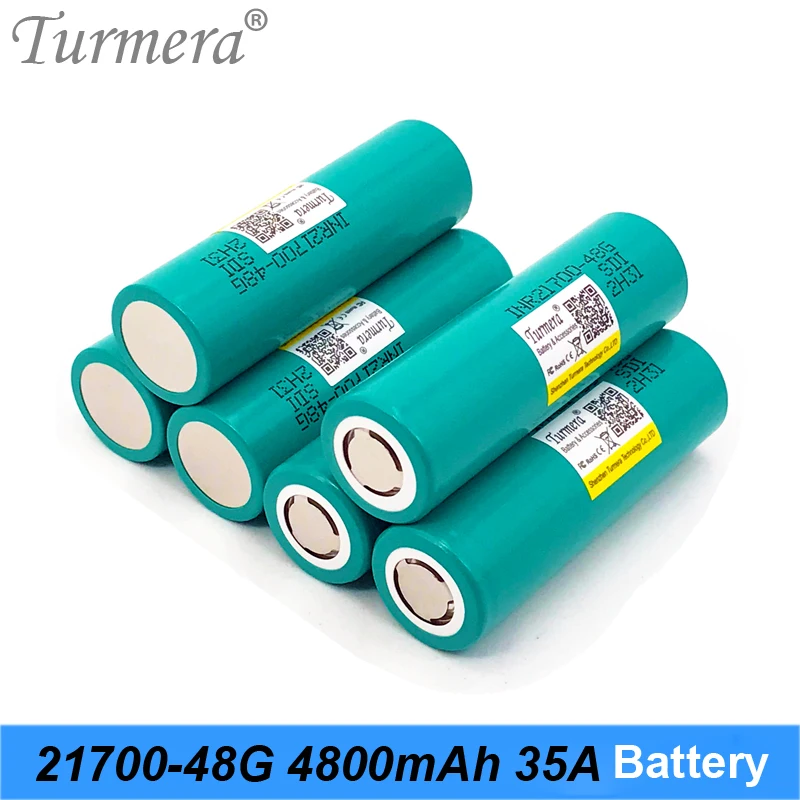 

Turmera 21700 4800mAh INR21700-48G Lithium Battery 35A Discharge Current for Flashlight and 36V 48V E-Bike E-Scooter Battery Use