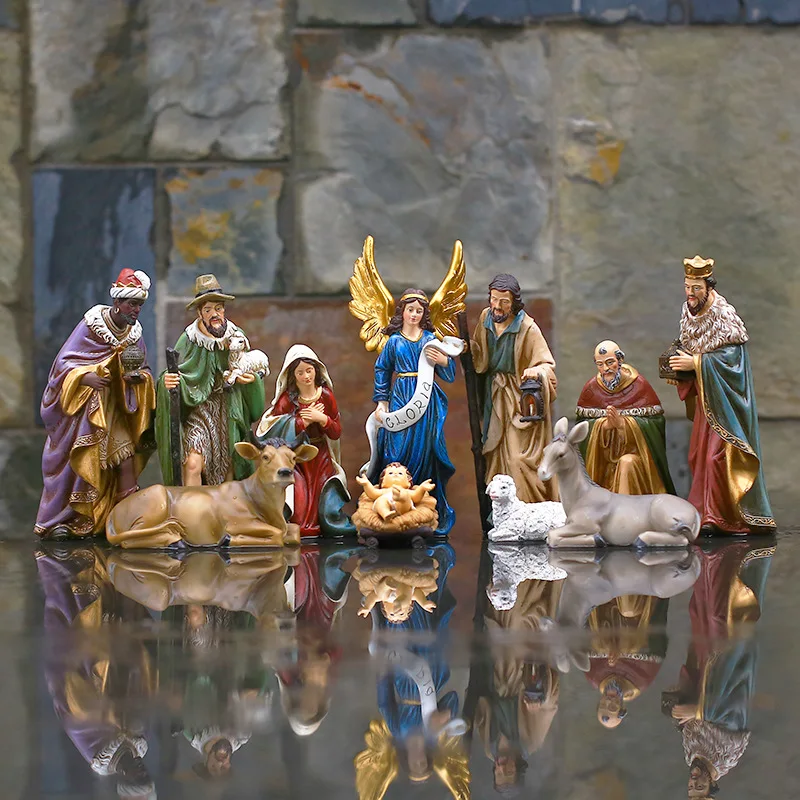 11Pcs Nativity manger set scene decoration set Christmas gift 20cm resin crafts ornaments