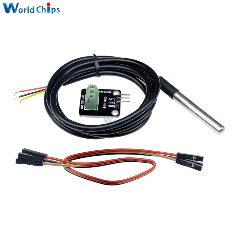 diymore DS1820 Stainless Steel Package Waterproof DS18b20 Temperature Probe Temperature Sensor 18B20 For Arduino 1M/2M/2.5M/3M