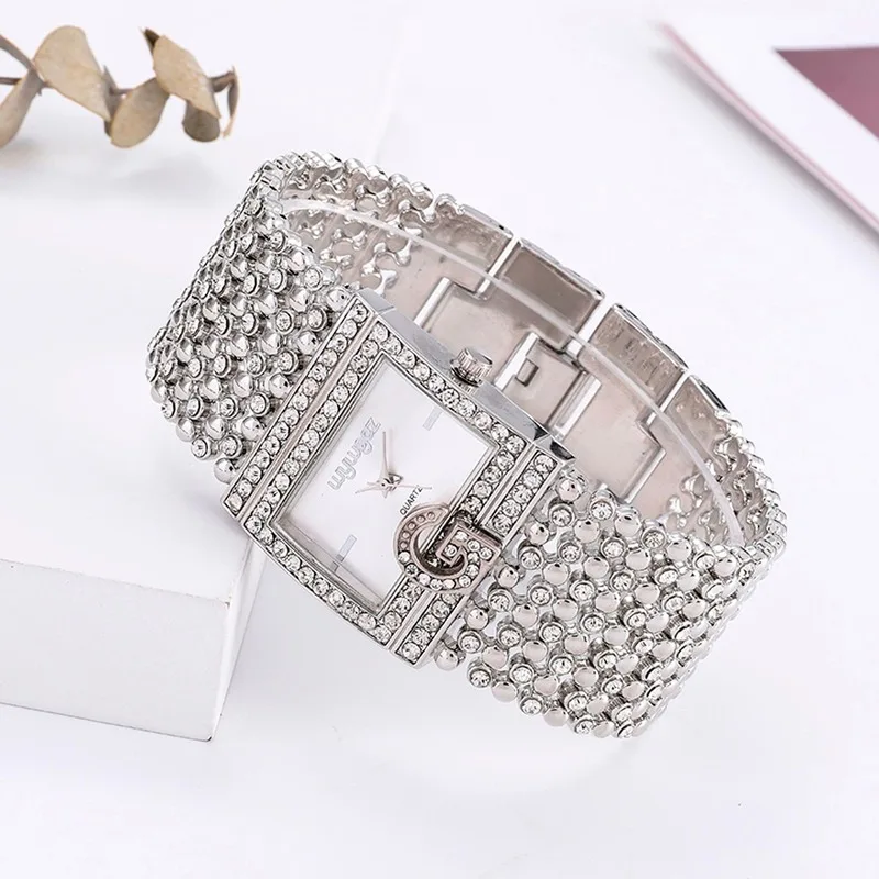 Relojes de lujo con diamantes de marca para mujer, relojes de pulsera de cuarzo con diamantes, de acero inoxidable, 2020