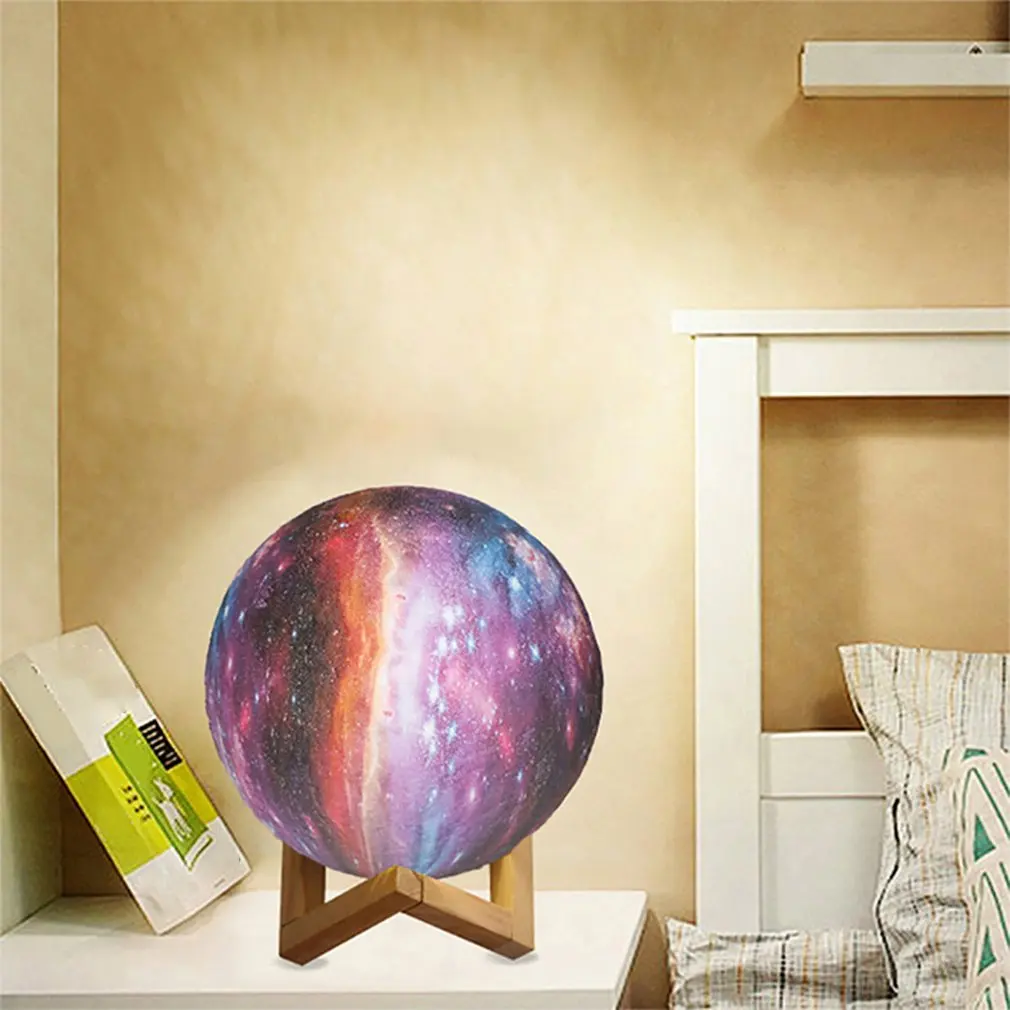 Lámpara de luna con impresión 3D, luz de luna de galaxia, luz de noche para niños, 16 colores, cambio táctil y Control remoto, luz de galaxia como regalos