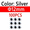 100 piezas de 12 mm plateadas