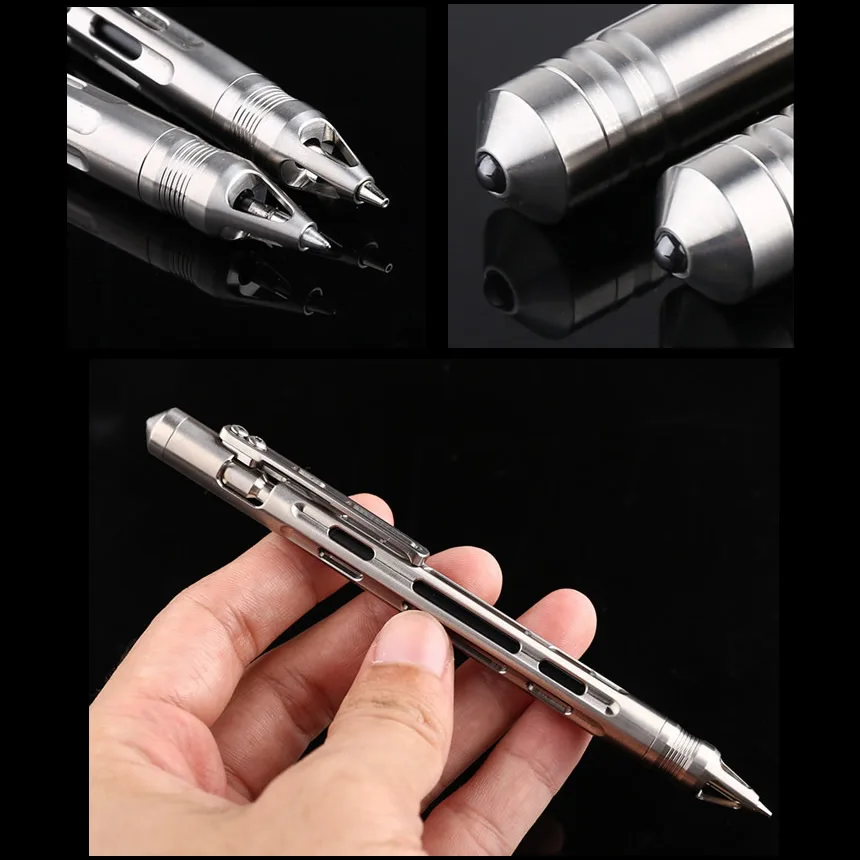 Multi Função Titanium Tactical Gel Ink Pen, Caneta de escrita do negócio, Coleção de ferramentas Outdoor EDC, Autodefesa Presente