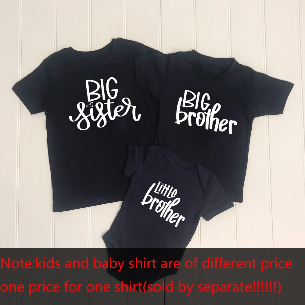 Big Sister/brother Little Brother Family Matching Baby Announcement Siblings Brothers and Sisters Tshirts Baby Romper Wear