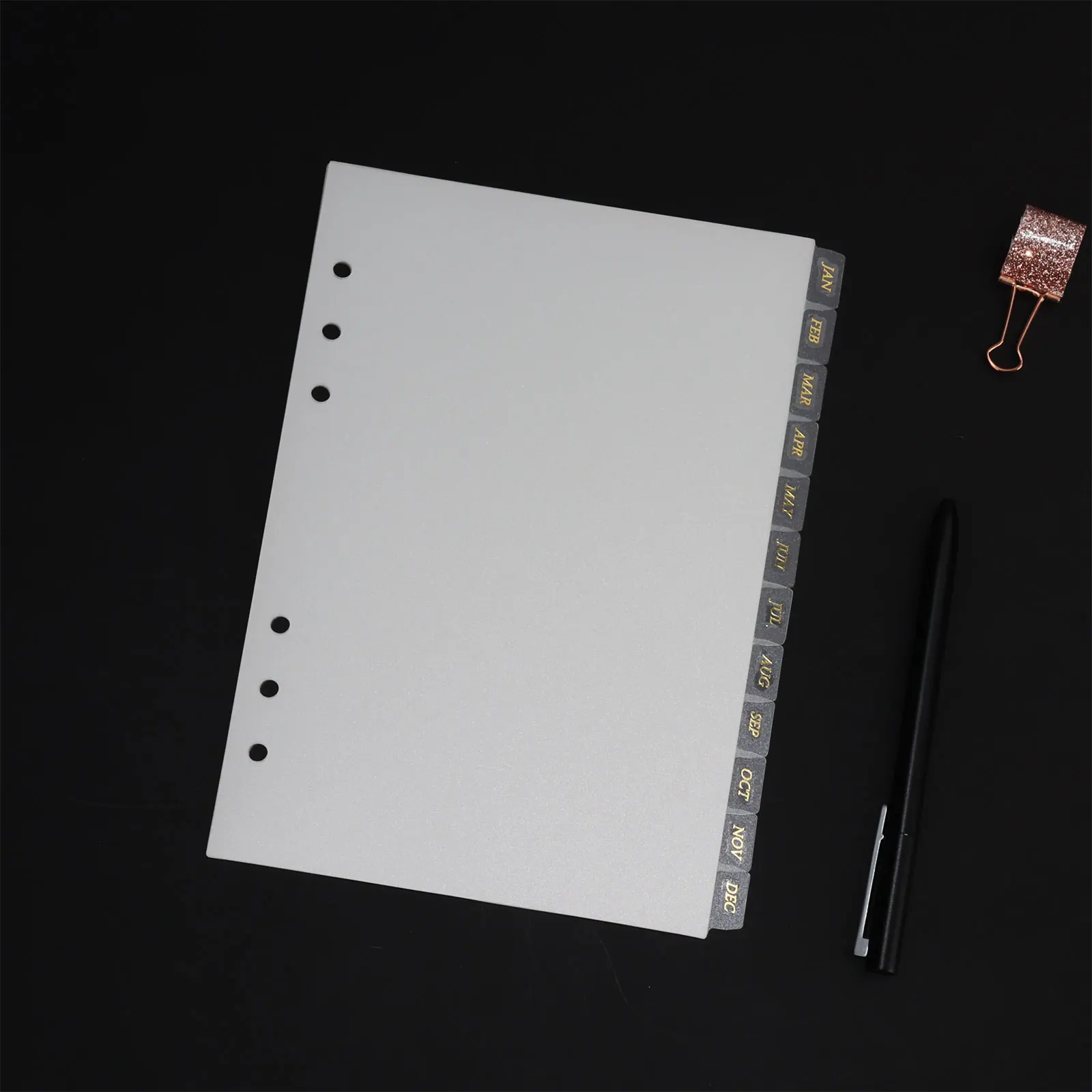 Neutral Foild Gold Stickers A5 Tabbed Divider Plasctic Book Dividers 12 Tabs Notebook 6 Hole Index Tabs Planner Divider Pages