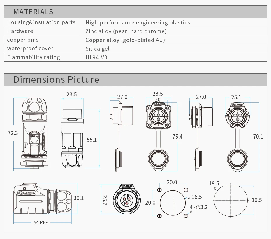 CNLINKO M16 3-Pin Lötanschluss Wasserdicht IP68 Metallgehäuse Stromstecker Einloch-Montagebuchse für E-Bike & Fahrzeugausrüstung – Detail 16