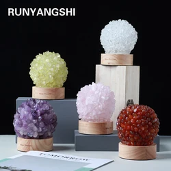 Natural Crystal Lamp Rose Quartz Amethyst Stone Gravel Adhesion Reiki Cluster Healing Home Decor Mineral Specimen