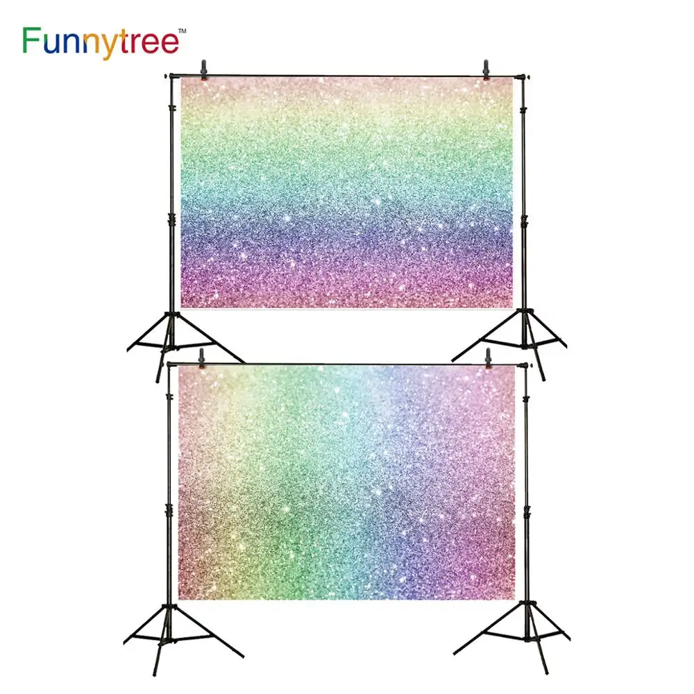 Funnytree Shining Glitter Rainbow Dreamy Backdrop Wedding Birthday Newborn Girl Background Photo Studio Photobooth Decor Banner