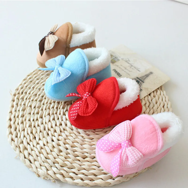 

Newborn Baby Girl Boys Shoes Bow Cotton Shoes Snowfield Winter Warm Shoes Toddler Infant Warm Crib Shoes