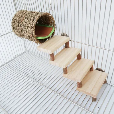 

Hamster Wooden Molar Toys Hamsters Guinea Pigs Squirrel Stairs Warm Nest Drill Tube Combination Pet Products Hamster Accessories