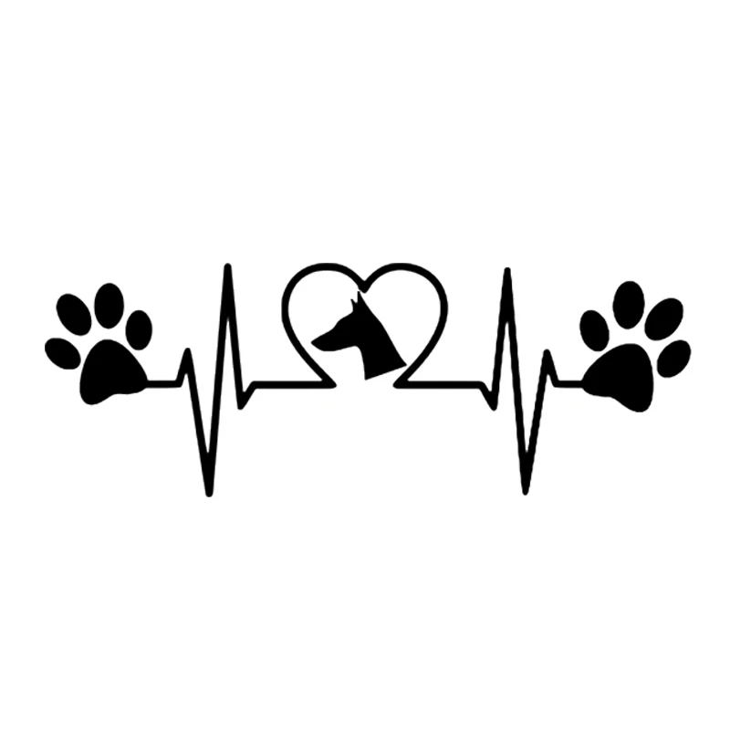 

16*5.8cm Doberman Heartbeat Cute And Interesting Fashion Sticker Decals Motorcycle SUVs Bumper Car Window Laptop Car Stylings