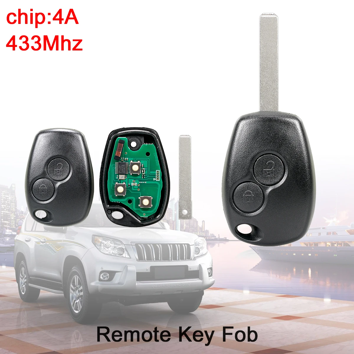 

2 Buttons 433MHz Keyless Smart Remote Car Key Fob 4A Chip for Renault Trafic Twingo Symbol Dacia Duster Logan Sandero Vauxhall