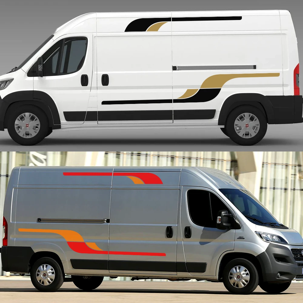 4 Uds pegatinas laterales largas para coche gráficos Camper Van Auto Racing calcomanías para Fiat Ducato accesorios de película de vinilo decoración DIY