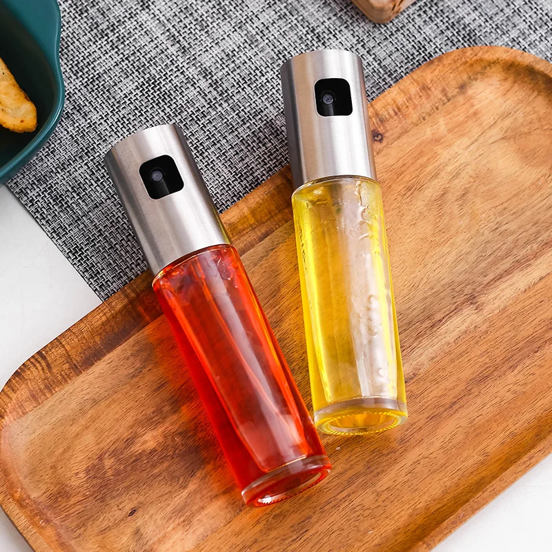 Kitchen Baking Oil Spray Vinegar Bottle Stainless Steel Nozzle Glass Oil Bottle BBQ Water Gravy Boats Grill Sprayer Cooking Tool