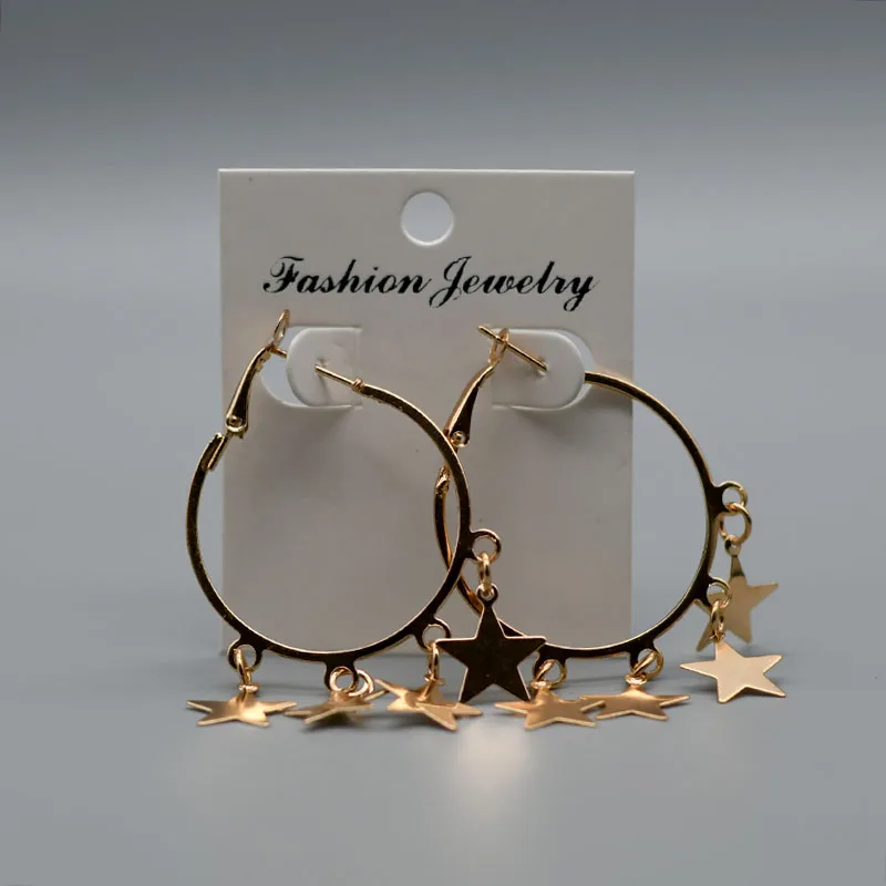 Fashion Women Earrings Golden Silver Color Vintage Earrings Dangle Star Earring Women Jewelry