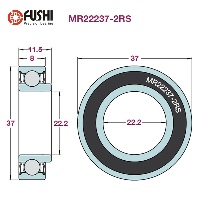 Rodamiento de MR22237-2RS, piezas de reparación de 22,2x37x8x11,5mm (1 pieza), 22237 bolas, MR22237 2RS