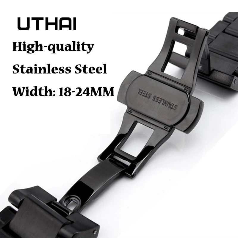 UTHAI P82  20mm watch strap Metal Watchbands Bracelet 22mm Watch Band High-quality stainless steel strap