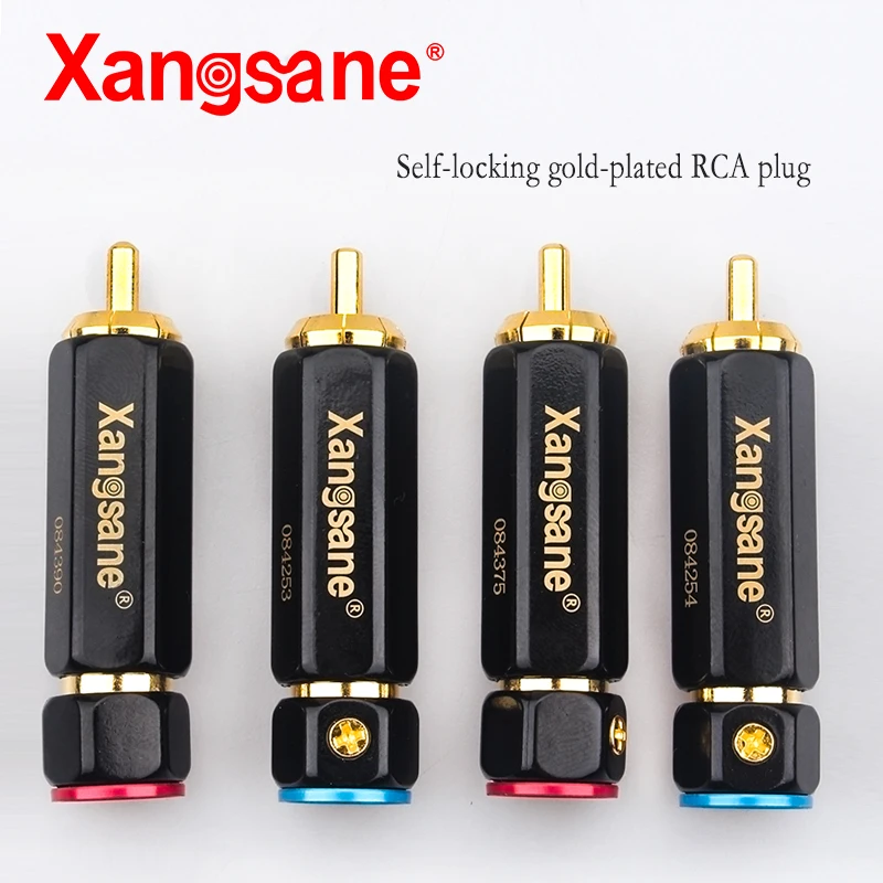 Xangsane 4 sztuk/8 sztuk/20 sztuk/50 sztuk samoblokujący solderless pozłacane lotus wtyczka wtyczka RCA audio kabel sygnałowy wtyczka