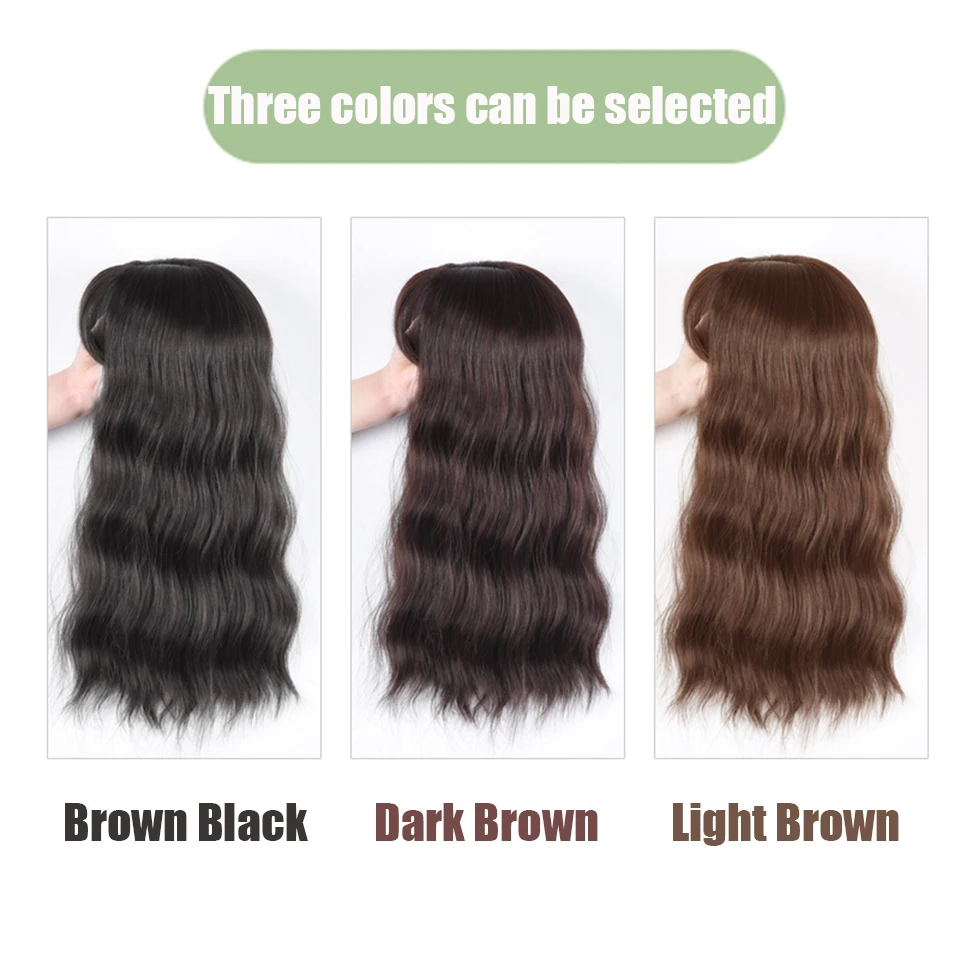 AILIADE 45CM Synthetic Hair Long Water Wave One Piece Haipiece Black Brown Wave Pieces Clip in Hair Pieces For Women image 4