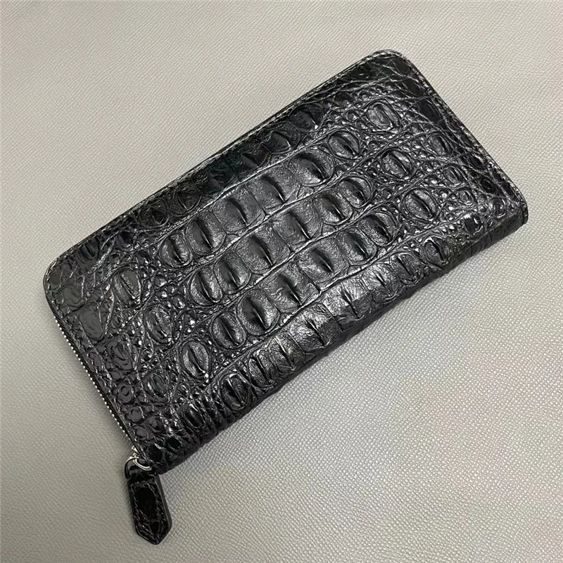 

Exotic Genuine Crocodile Skin Men's Long Card Holders ZIP Wallet Authentic Real True Alligator Leather Male Small Clutch Purse