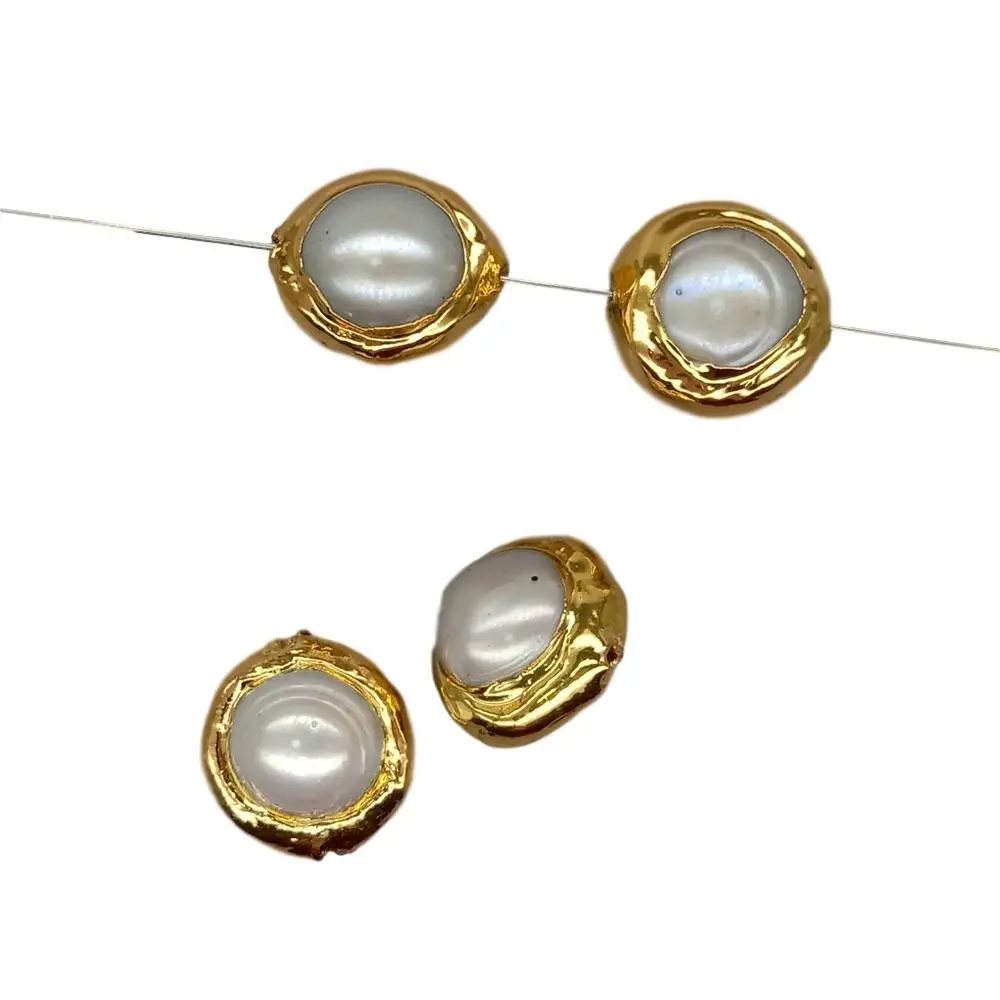 10 pcs Gold Plated Natural White Pearl Beads Gemstone Charm Jewelry DIY Making