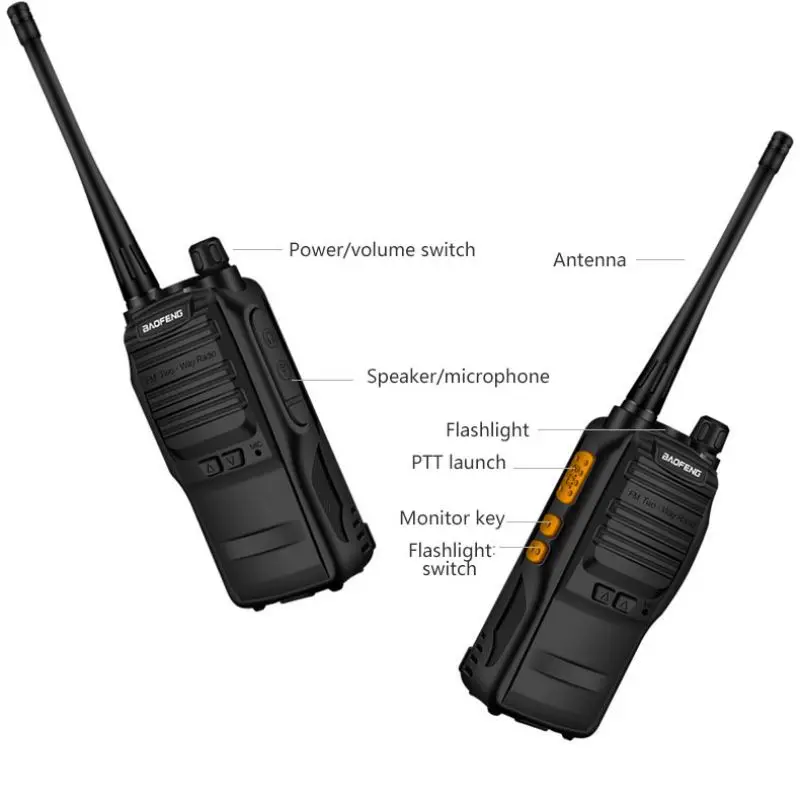 BF-S88 Walkie Talkie Baofeng Handheld Intercom 1800mAh 5W Long Range Two Way Radio Dual Band UHF VHF Ham Comunicador Transceiver